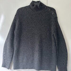 J.Crew Alpaca/Merino Wool Blend Turtleneck Sweater w/ button Gray Sz S Cozy Warm